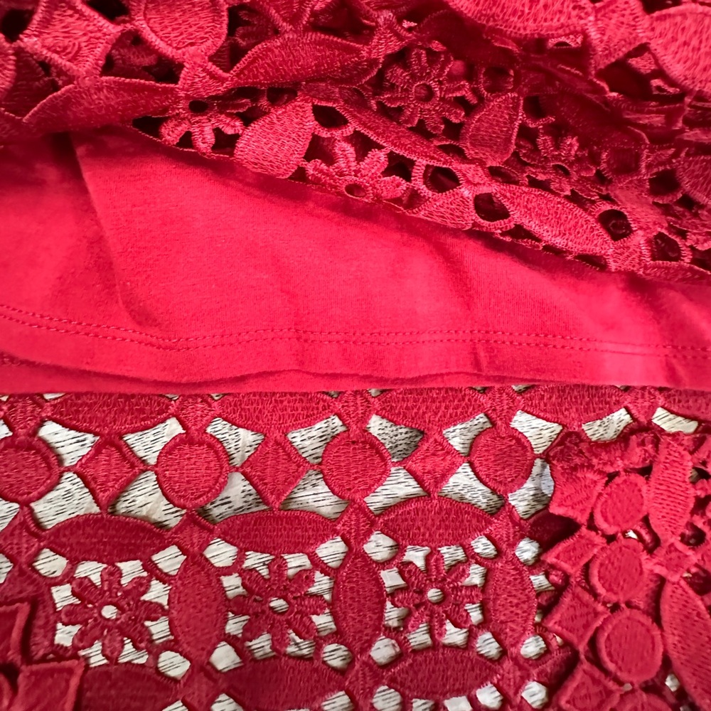 Lili’s Closet Crochet Red Lace Midi Skirt Small - Picture 7 of 15
